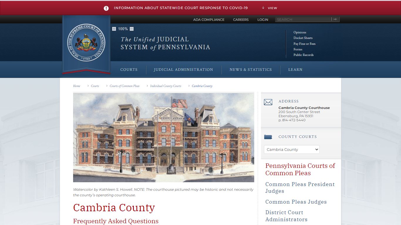 Cambria County | Individual County Courts | Courts of Common Pleas ...
