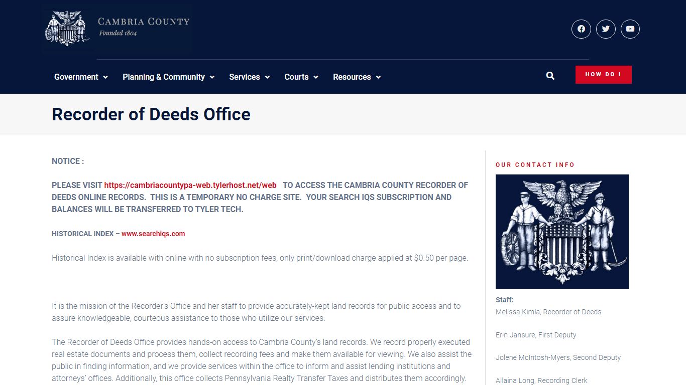 Recorder of Deeds Office - Cambria County, PA
